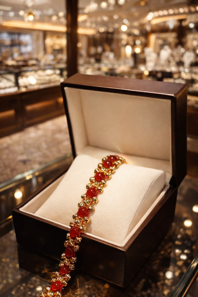 PULSERA CORNALINA DE LA PROSPERIDAD EN ORO LAMINADO