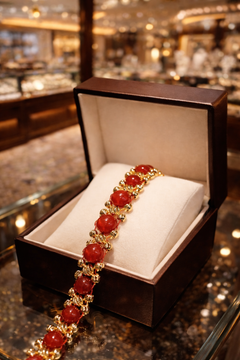 PULSERA CORNALINA DE LA PROSPERIDAD EN ORO LAMINADO