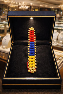 PULSERA FUERZA TRICOLOR 4 CARRILES ORO LAMINADO