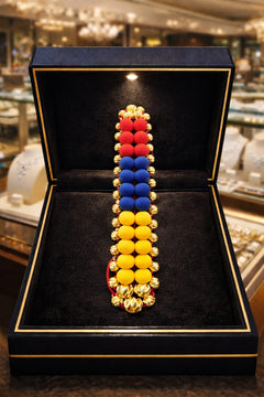 PULSERA FUERZA TRICOLOR 4 CARRILES ORO LAMINADO